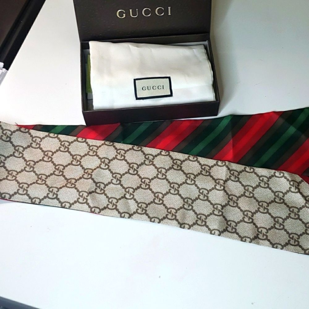 GUCCI GG Web Monogram Silk Scarf